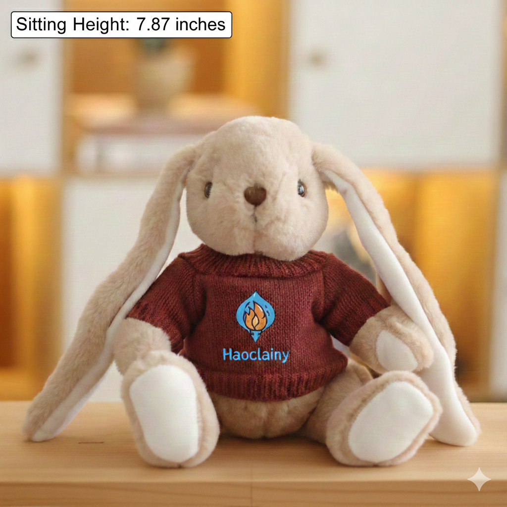 Customizable Plush Bunny with Branded Knit Sweater - Premium Corporate Gift & Promotional Mascot for Online Stores, Car Dealerships, and Event Giveaways