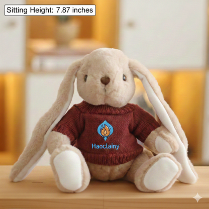 Customizable Plush Bunny with Branded Knit Sweater - Premium Corporate Gift & Promotional Mascot for Online Stores, Car Dealerships, and Event Giveaways